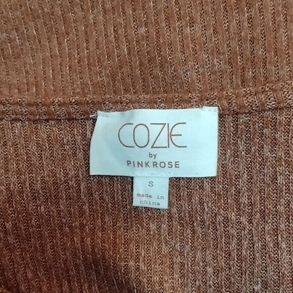 Cozie by Pink Rose Cropped Knit Top Sz S Burnt Orange - Picture 3 of 4